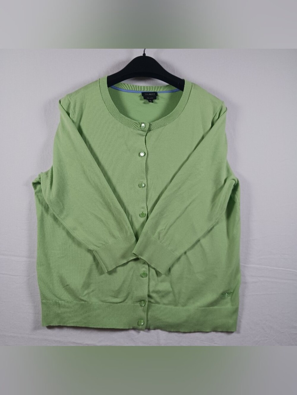 Talbot's Women's Cardigan Pima Cotton Lime Green XL 3/4 Length Sleeve